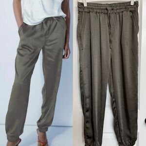 Melissa Nepton Cary Olive Green Pants Joggers High Rise Pockets Women Sz M Chic